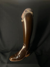 DeNiro S2601 Custom Dressage Boots Brushed Po Fondente w/ Roseto Brown and Lame Argento